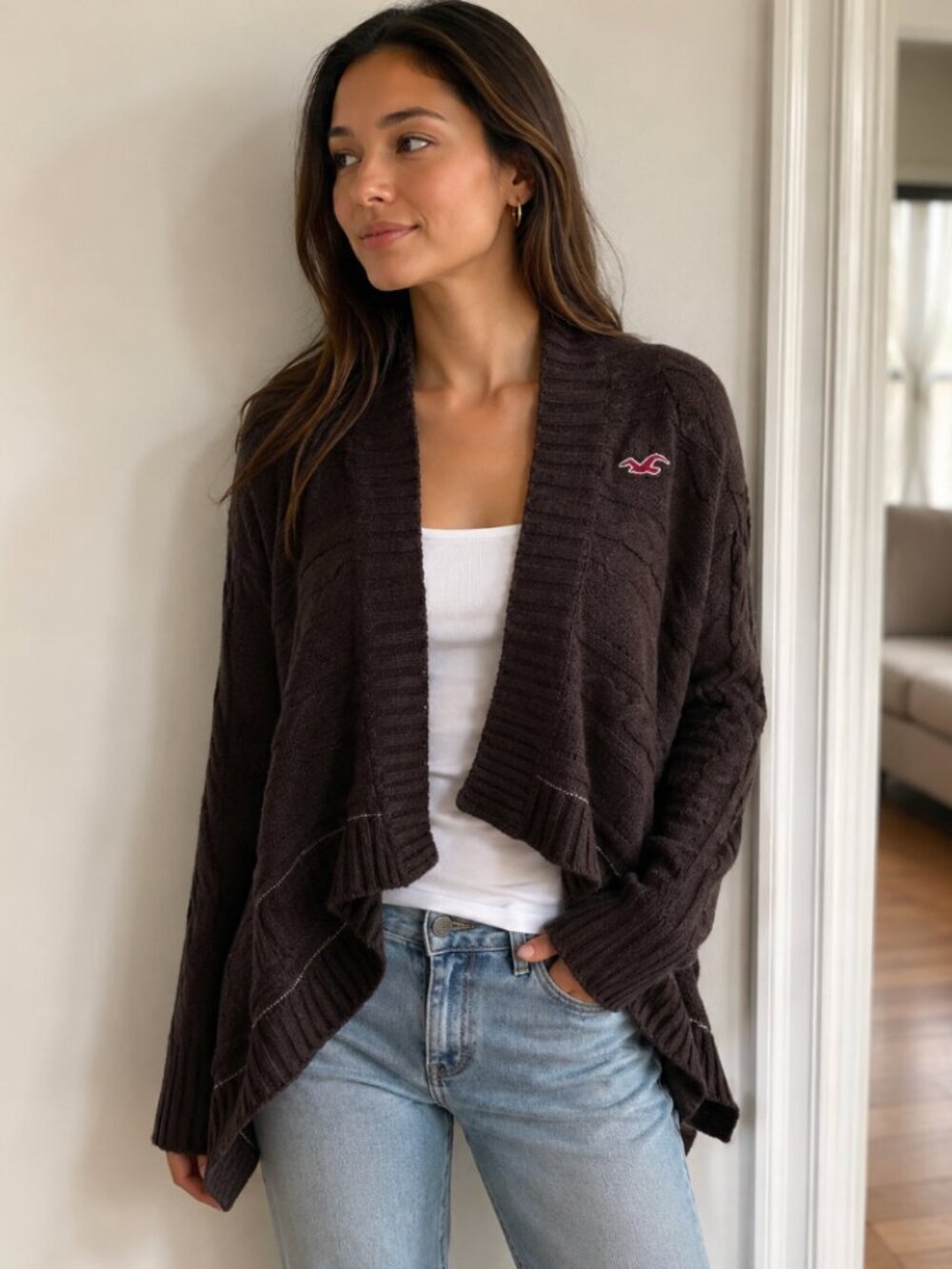 Hollister Chunky Knit Cardigan Size XS Sweater